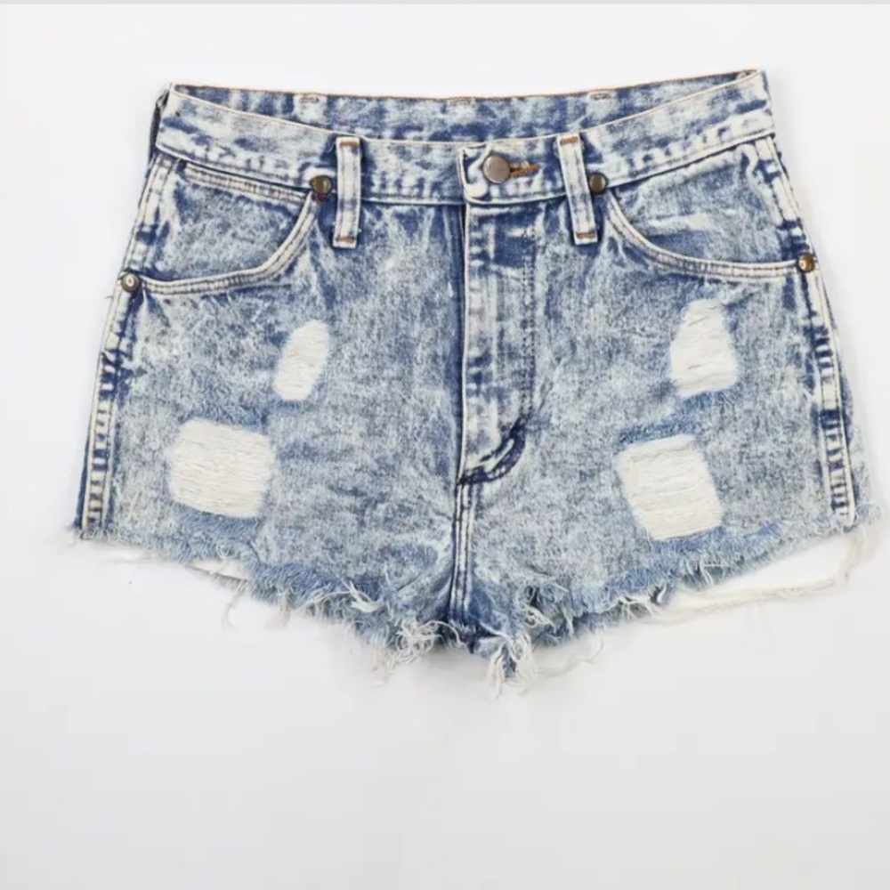 Vintage 80s 90s acid washed distressed cut off denim shorts size 27 - Picture 9 of 9
